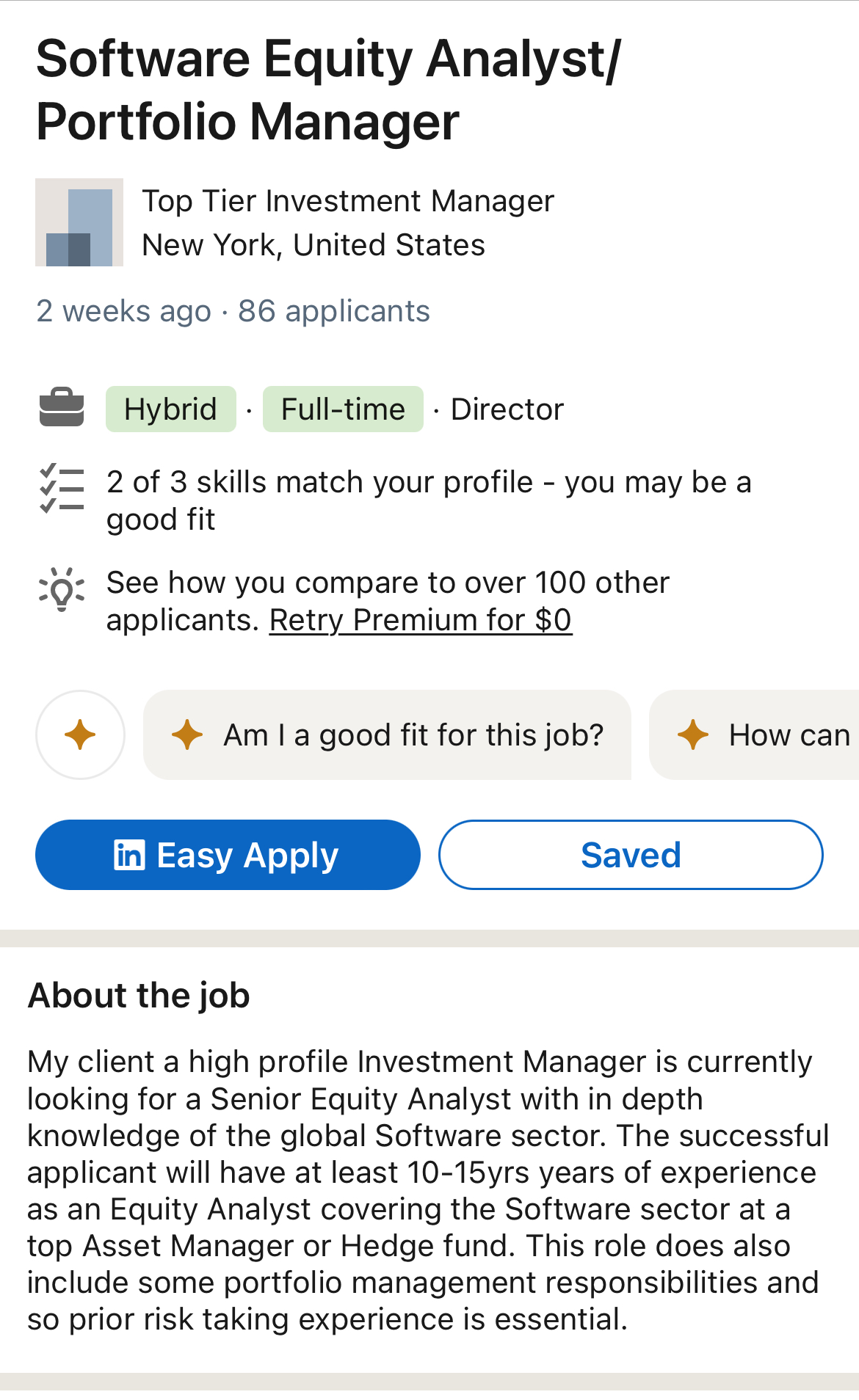 LinkedIn job posting