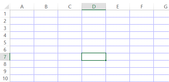 Spreadsheet showing Gridlines In Blue Color