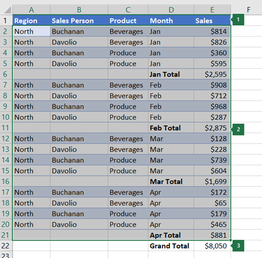 Selecting rows in Excel
