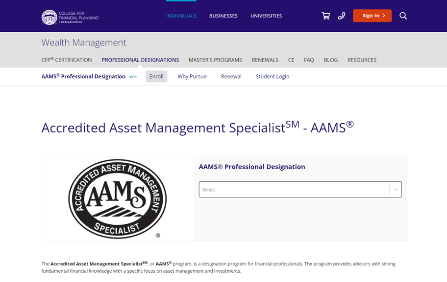 Accredited Asset Management Specialist (AAMS)