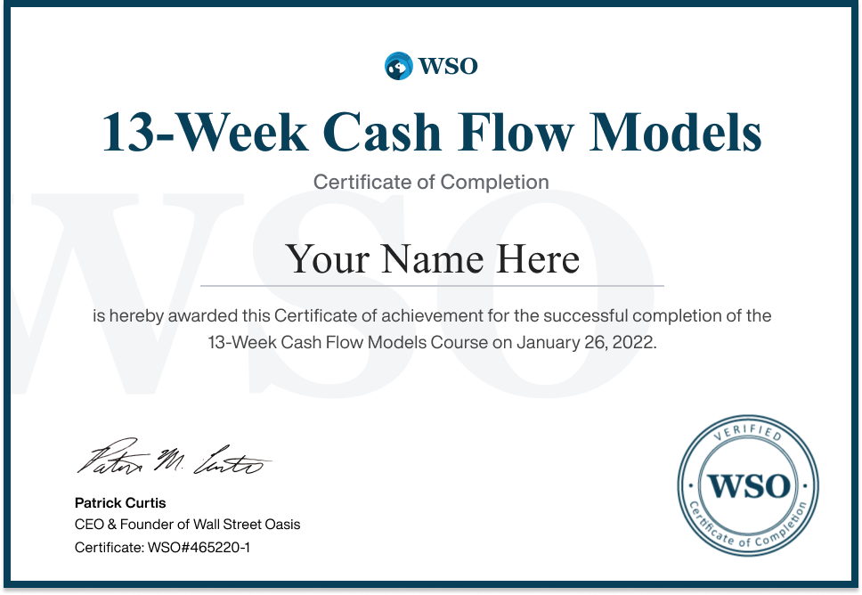 13-Week Cash Flow Models Certification