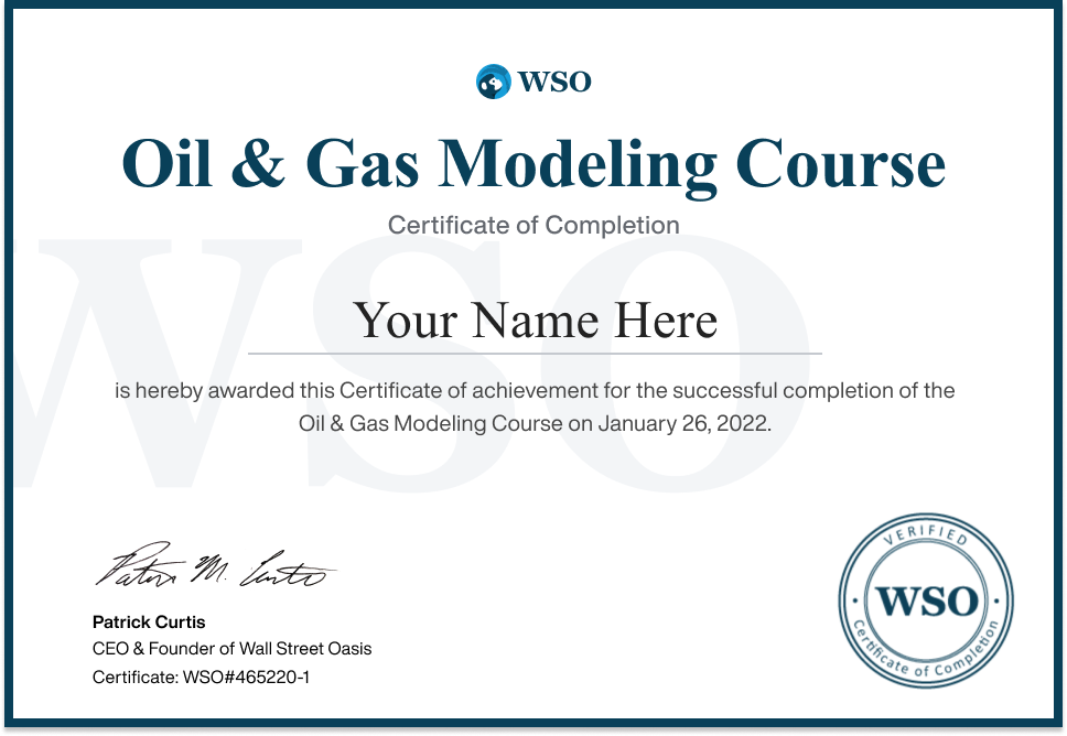 Oil and Gas Modeling Certificate