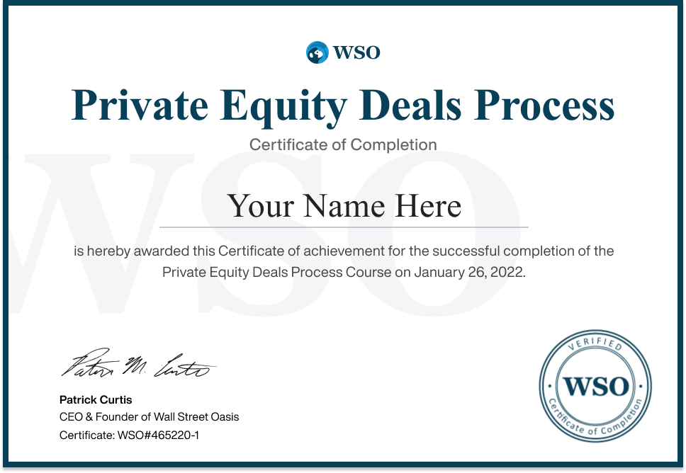 Private Equity Deals Course Certification