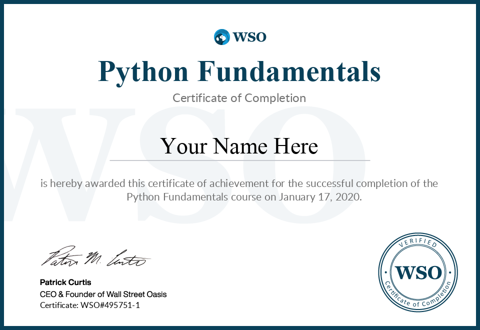 Python Fundamentals Certificate