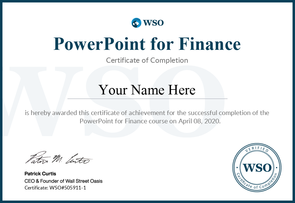 Power Point for Finance Certificate