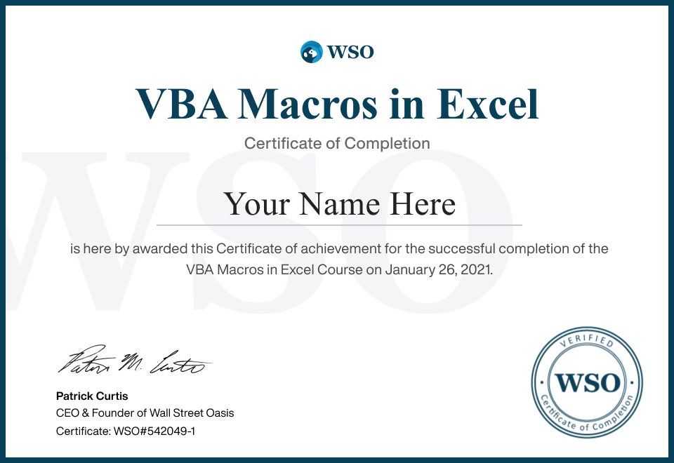VBA Macros in Excel