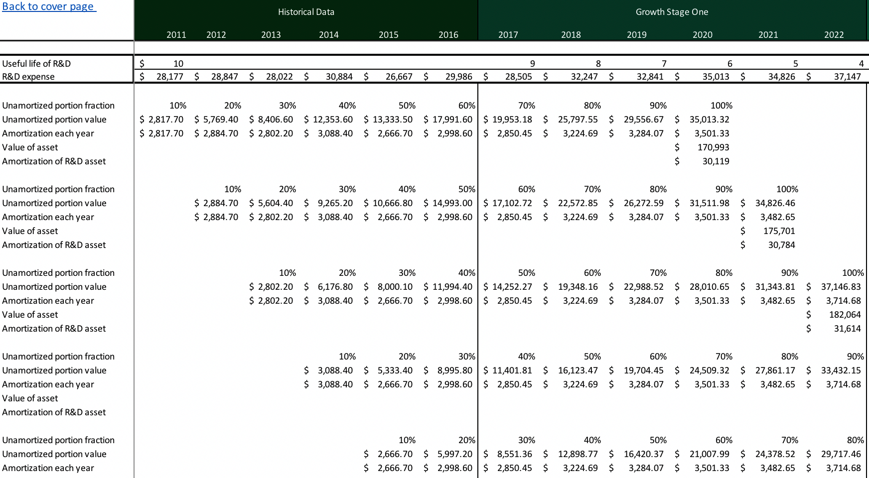 R&D Capitalization Model Template