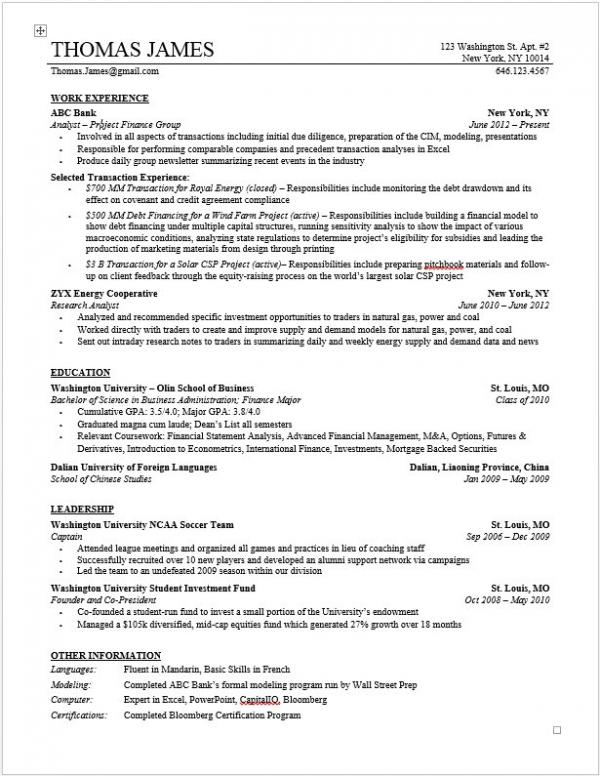 hedge fund resume sample