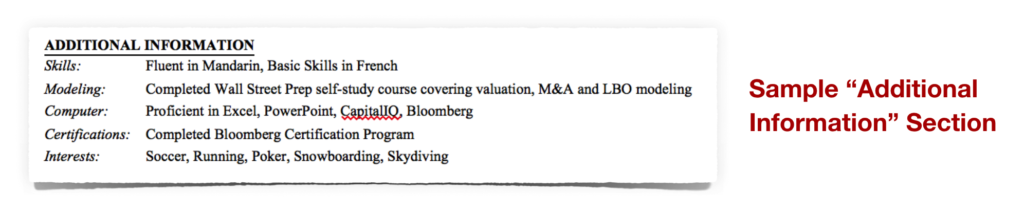 Investment Banking Additional Information Section