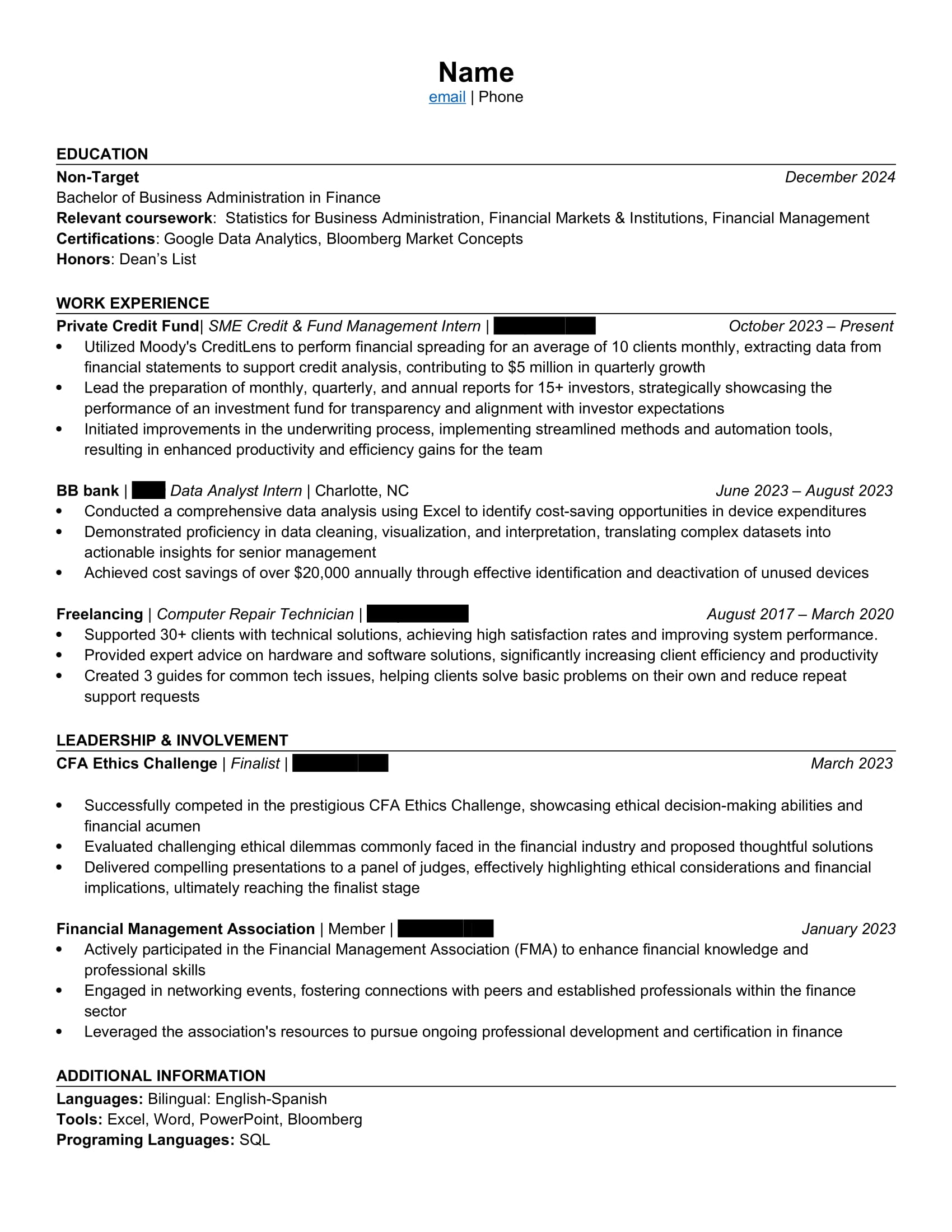 I am currently set to graduate this upcoming December. And i've been struggling to land interviews. My main focus areas have been FLDP's and Commercial Banking (Credit Analyst)