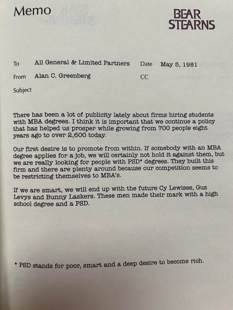 Bear Stearns Memo from 1981