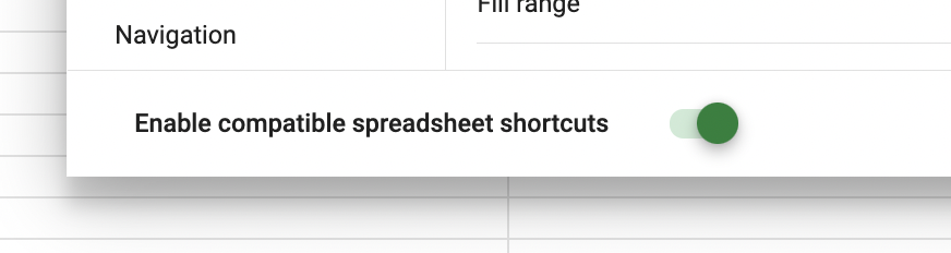 Sheets enable shortcuts