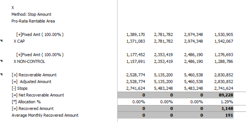 Pic of recovery audit showing no gross up of expenses even though some are variable 