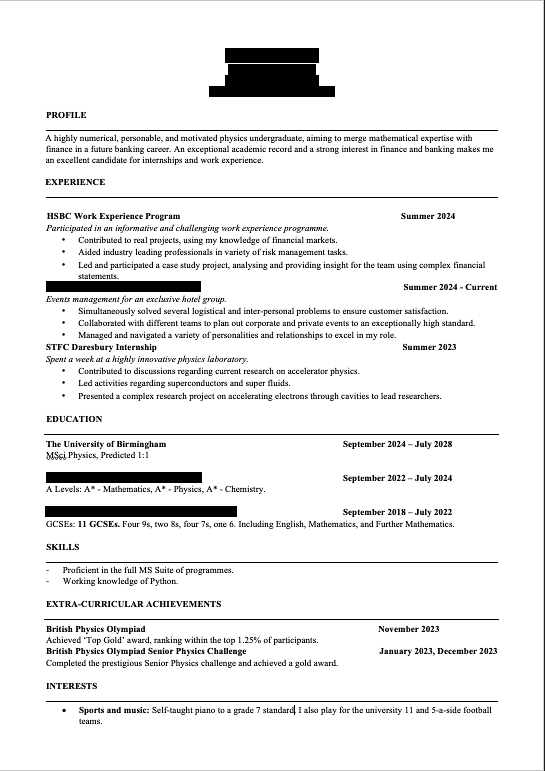 CV for review