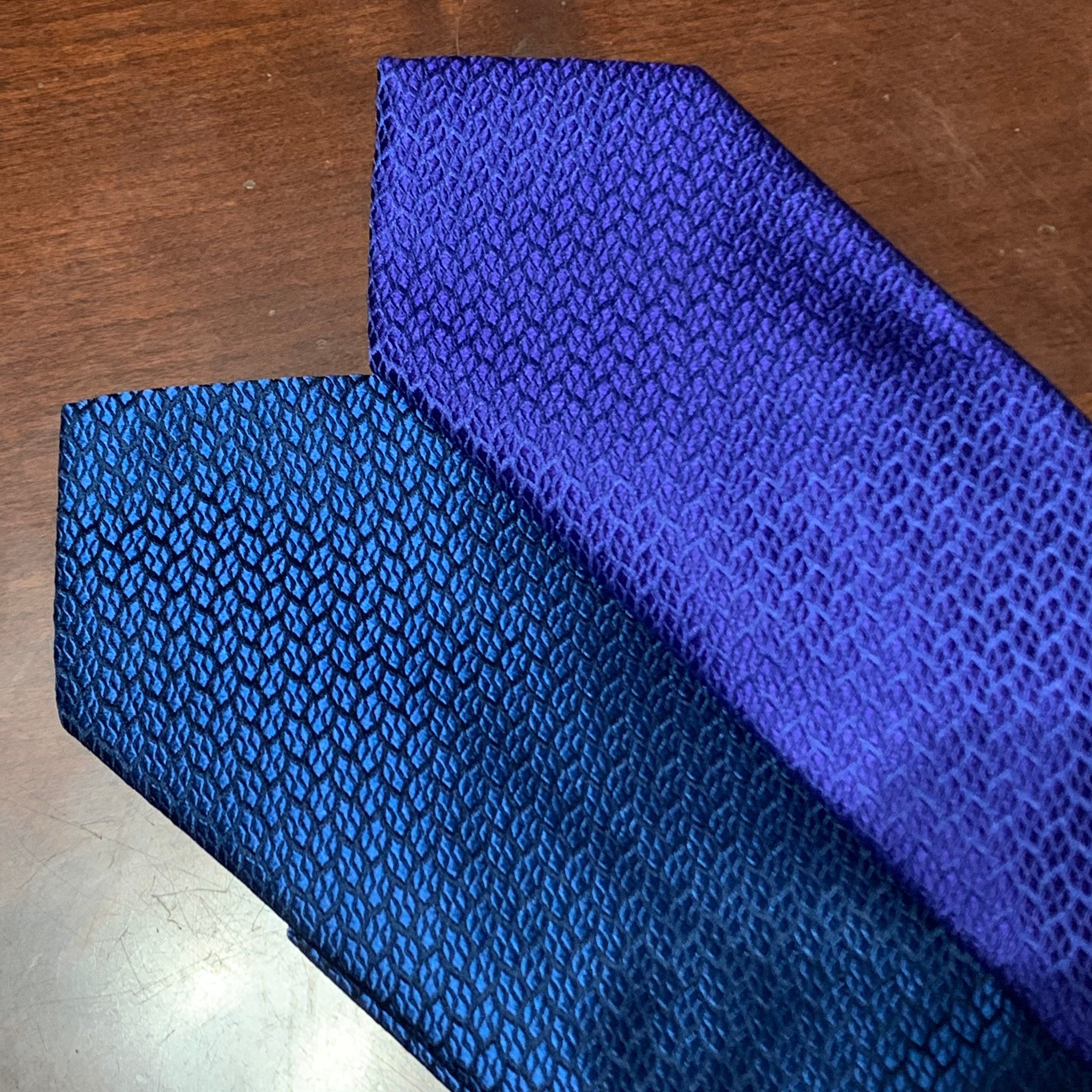 Blue and Purple tie side by side w/o flash