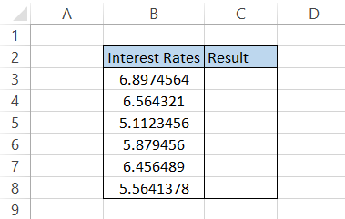 Interest rates in Excel
