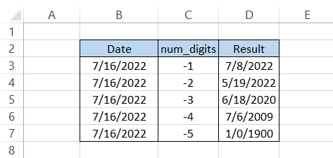 Date in Excel result