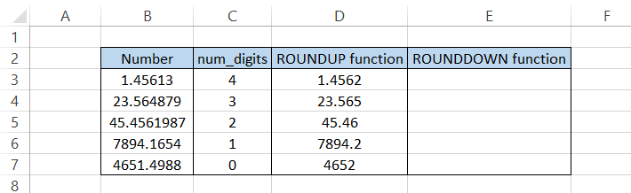 Numbers in Excel Round Up function result 