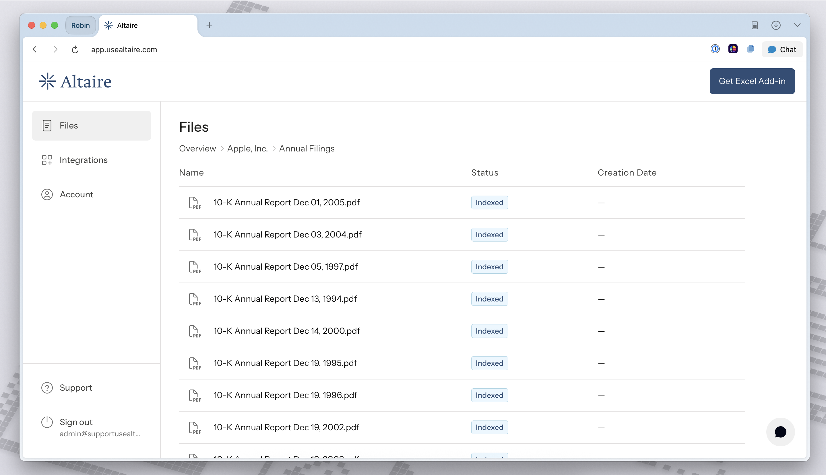 SharePoint Files Indexed in Altaire