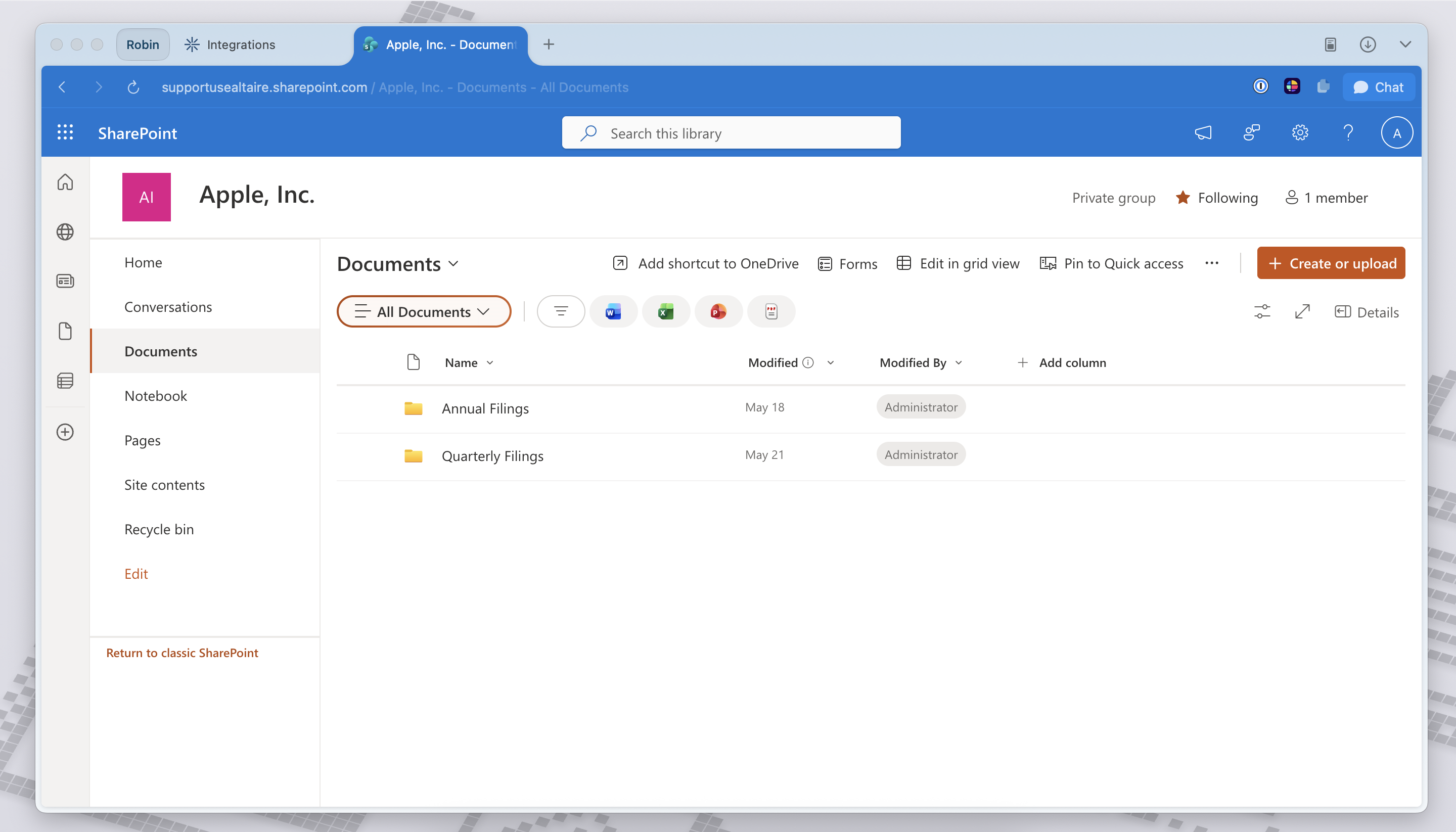 View from SharePoint Page