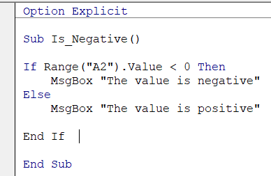 Basic If…Else VBA script