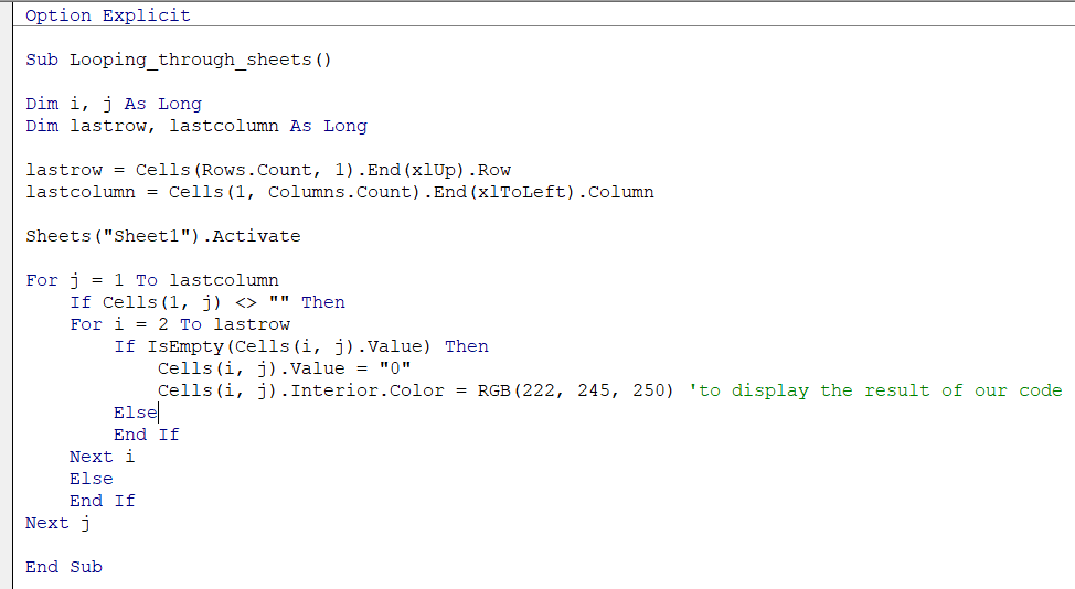 Looping Through Sheets VBA Code
