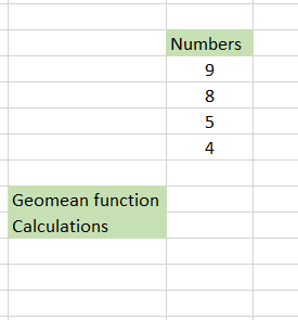 Example for GEOMEAN function 