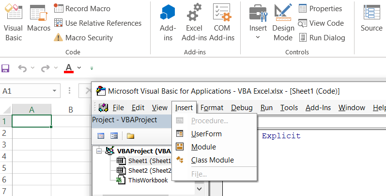 Inserting VBA module