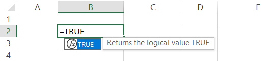 TRUE formula in Excel