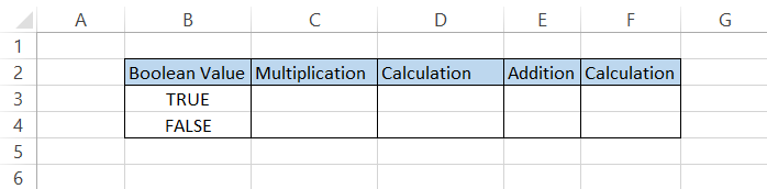 Boolean values in Excel