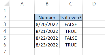 Result for date values using formula