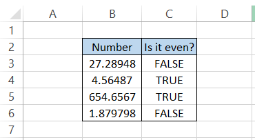 Result for decimal values using formula
