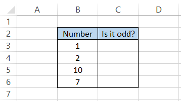 Example for ISODD function