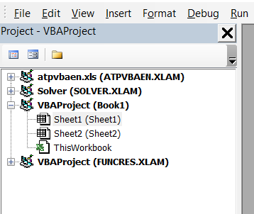 VBA Project window