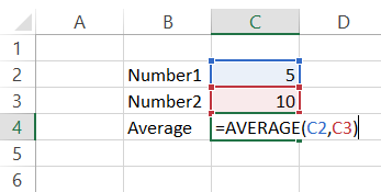 AVERAGE(Number1,Number2)