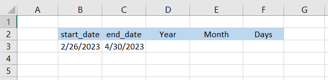 Example For DATEDIF Function