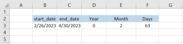 Result For DATEDIF Function