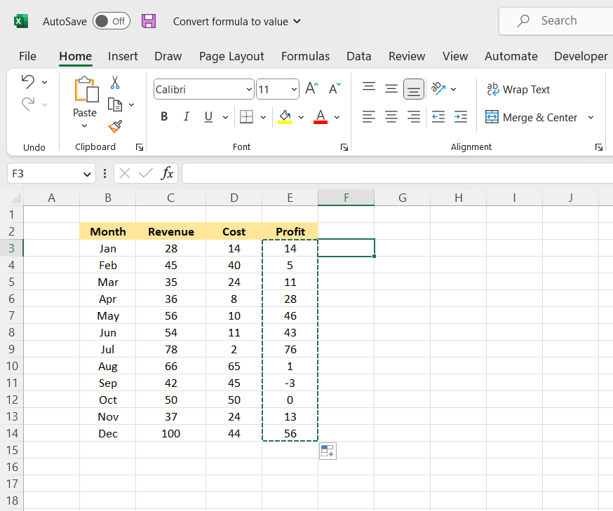 Copying Cells in Excel
