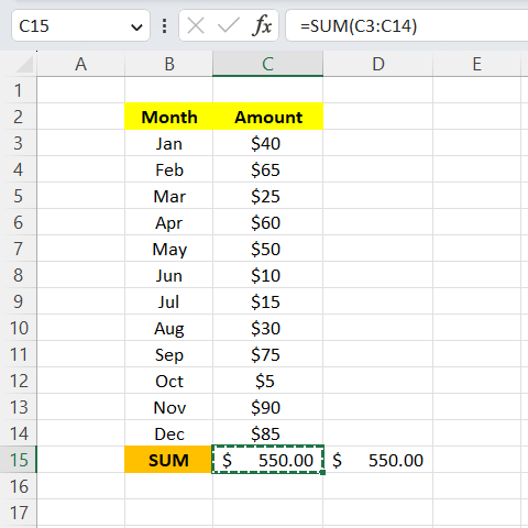 Example of Formula to Value