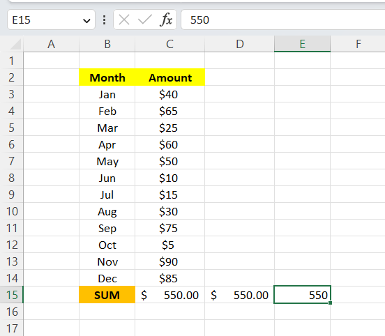 Excel Formula to Value Calculation