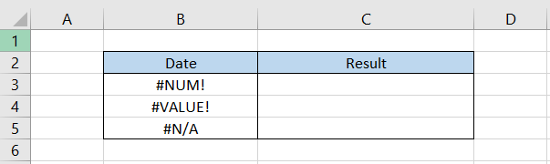 Spreadsheet showing about the Error-values