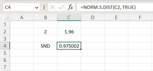NORM.S.DIST Result