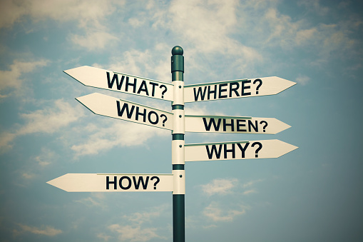 What, where, when, who, why, and how? signs
