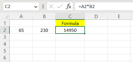 Excel Formula Example 1 result