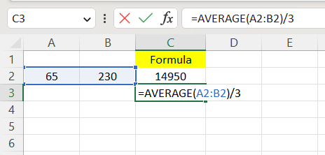Excel Formula Example 2