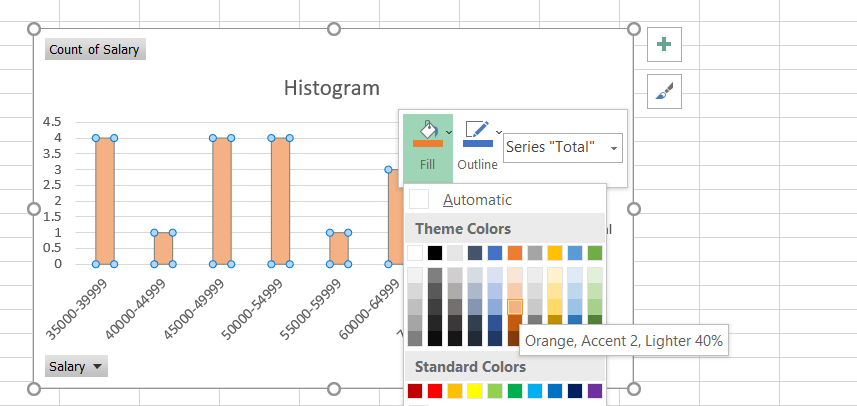 Changing the Histogram bar's color