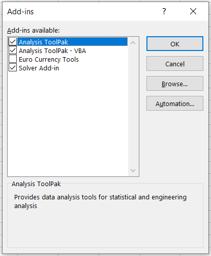 Analysis Toolpak