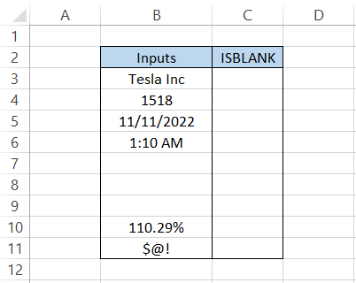 Different data types in Excel