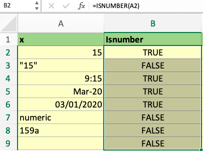 Isnumber Excel Example