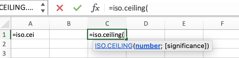 Iso Ceiling Function in excel